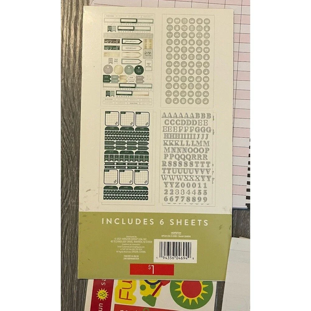 Happy Planner Pen Gear Office Stickers & Weekly Schedule Refill Lot Light Use